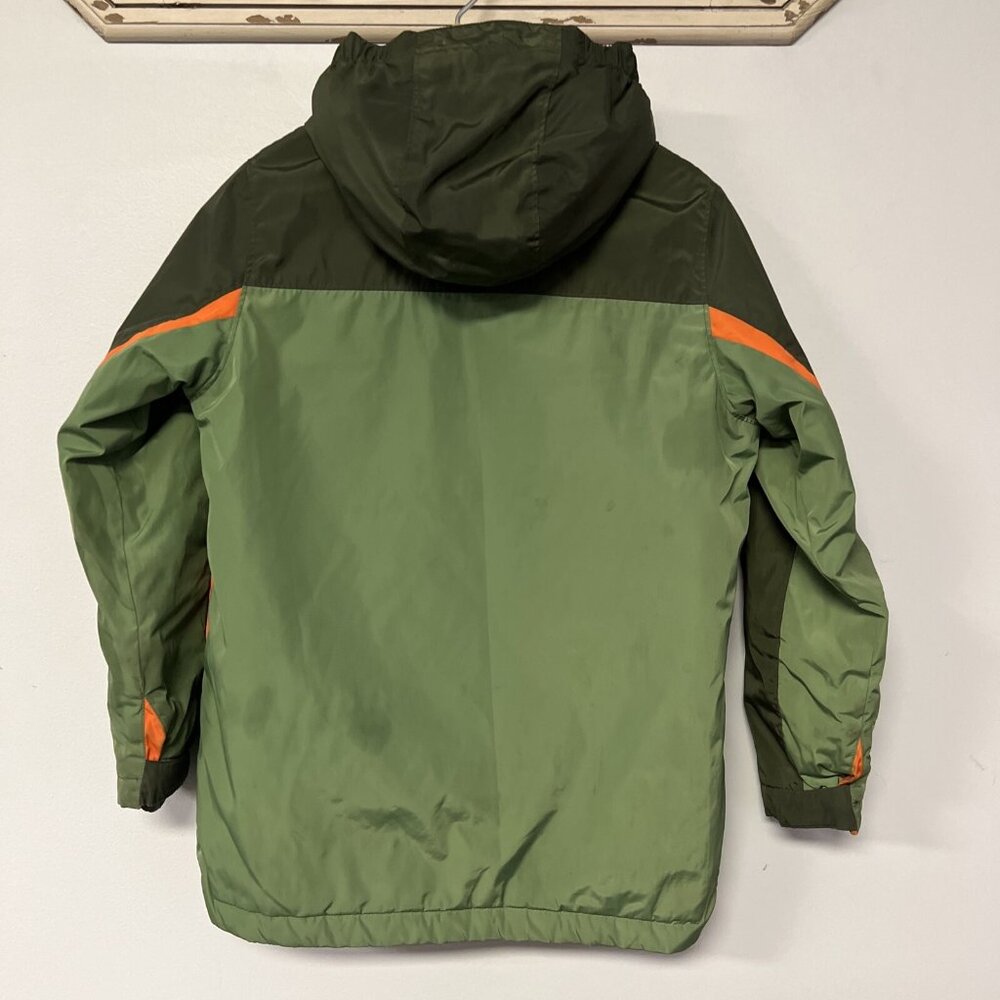 Lands End Kids Boys Jacket w/ Hood Green & Orange M 10/12 - Picture 3 of 11